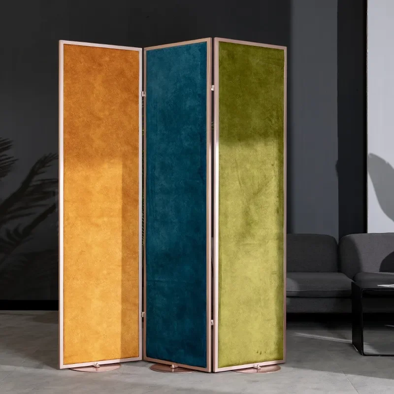European Style Wrought Iron Folding Screen Room Divider for Living Room Dining Room Entrance Movable Decorative Partition for