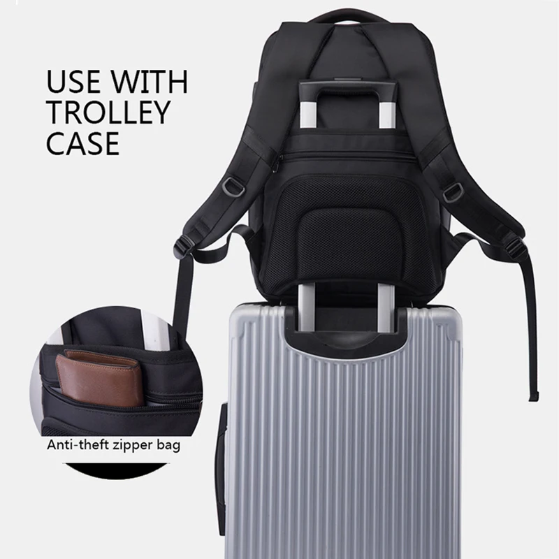 حقيبة ظهر مضادة للماء للأعمال للرجال شحن USB مقاس 15.6 بوصة حقائب ظهر للكمبيوتر المحمول ذات سعة كبيرة للسفر للرجال Mochila جديد #4