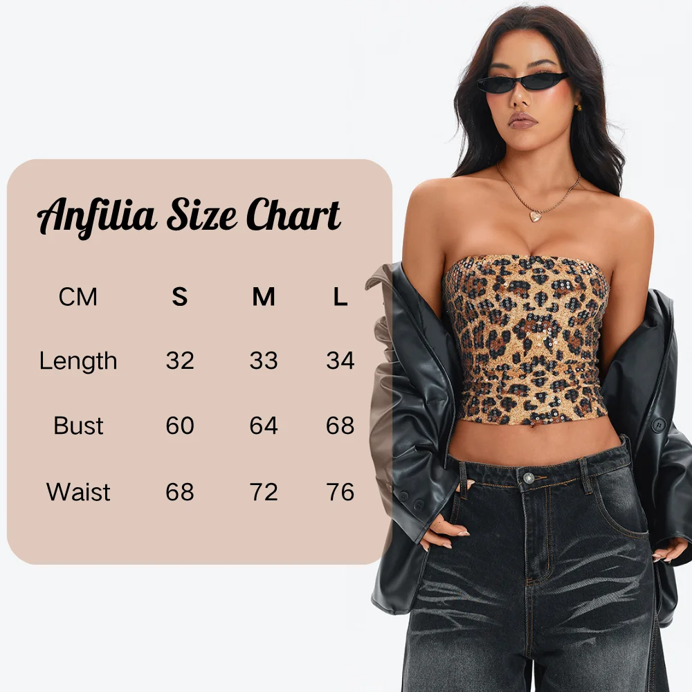 Anfilia Women's Sexy Nightclub Leopard Print Sequin Halter Top, Back Zipper, Slim Fit Inner Tank, Fashionable Y2K Style Tops