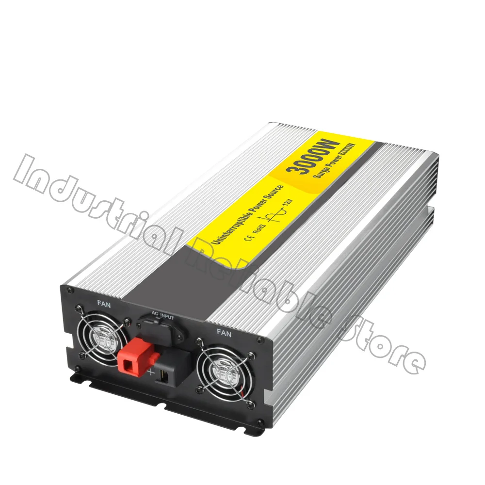 Inverter-in mobil, gelombang sinus murni 6000W 3000W, pengisi daya bawaan DC12V 24V 48V ke AC 110V 220V dengan input AC untuk pengisian baterai