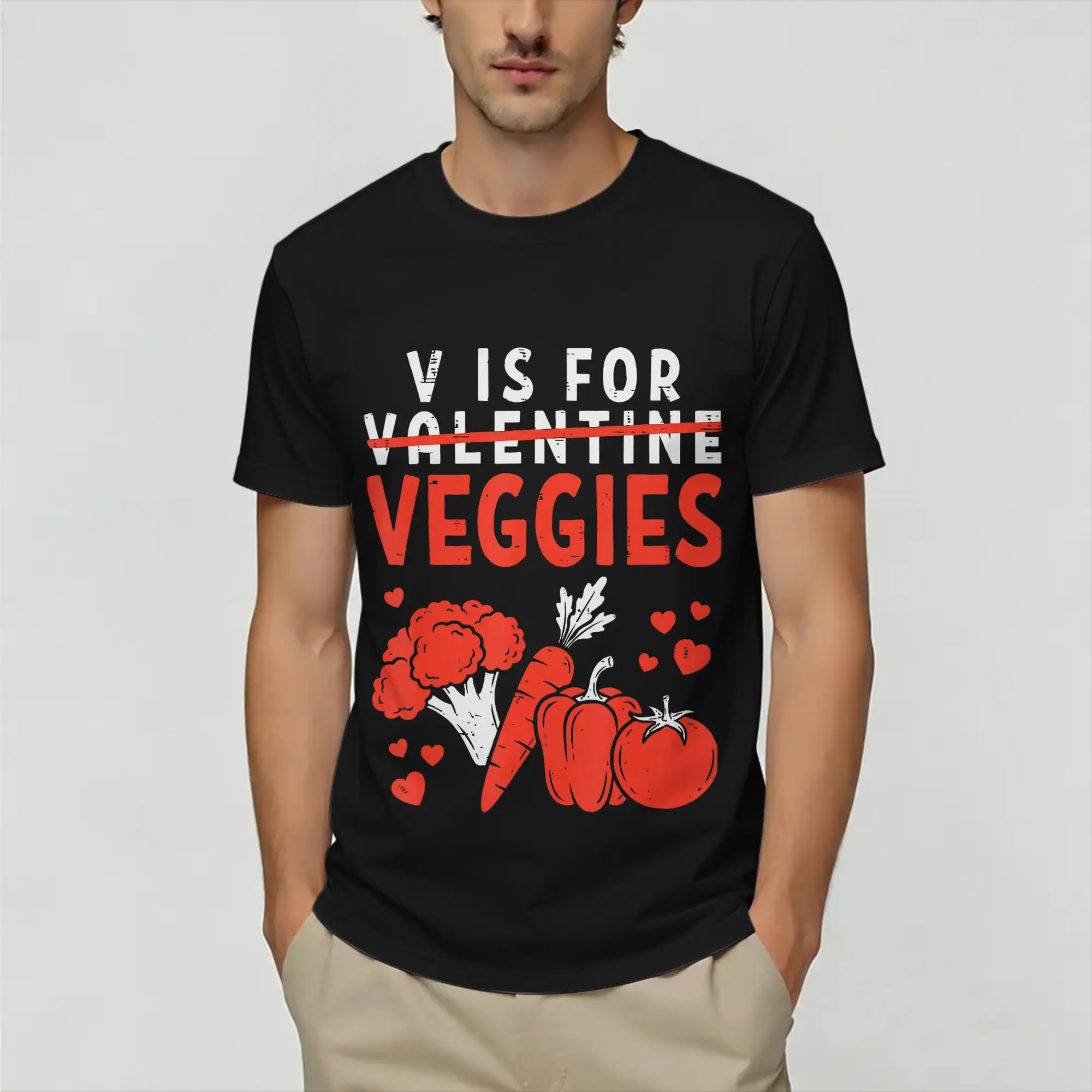 Eat Healthy Is My Valentine  T-Shirt Summer  Cotton T-Shirts For Men Hipster Custom Logo Tee Shirt Short-Sleeved Casual Top Tees