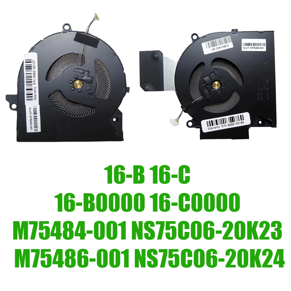

For HP For OMEN 16-B 16-C 16-B0000 16-C0000 M75484-001 NS75C06-20K23 M75486-001 NS75C06-20K24 DC5V Laptop CPU GPU Fan