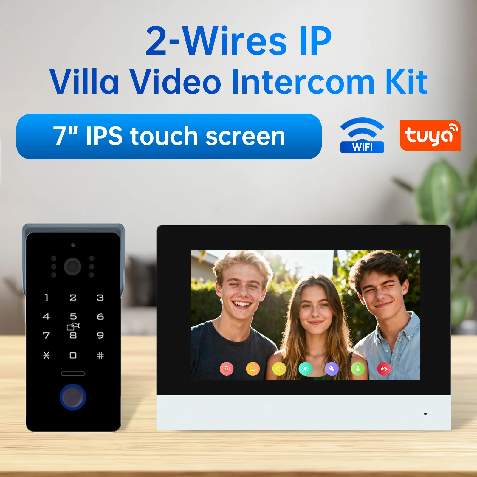 

Video door phone wifi Smart Video 2 Wire 7" IPS LCD RFID Unlock Night Vision Motion Detection Tuya Smart Video intercom System