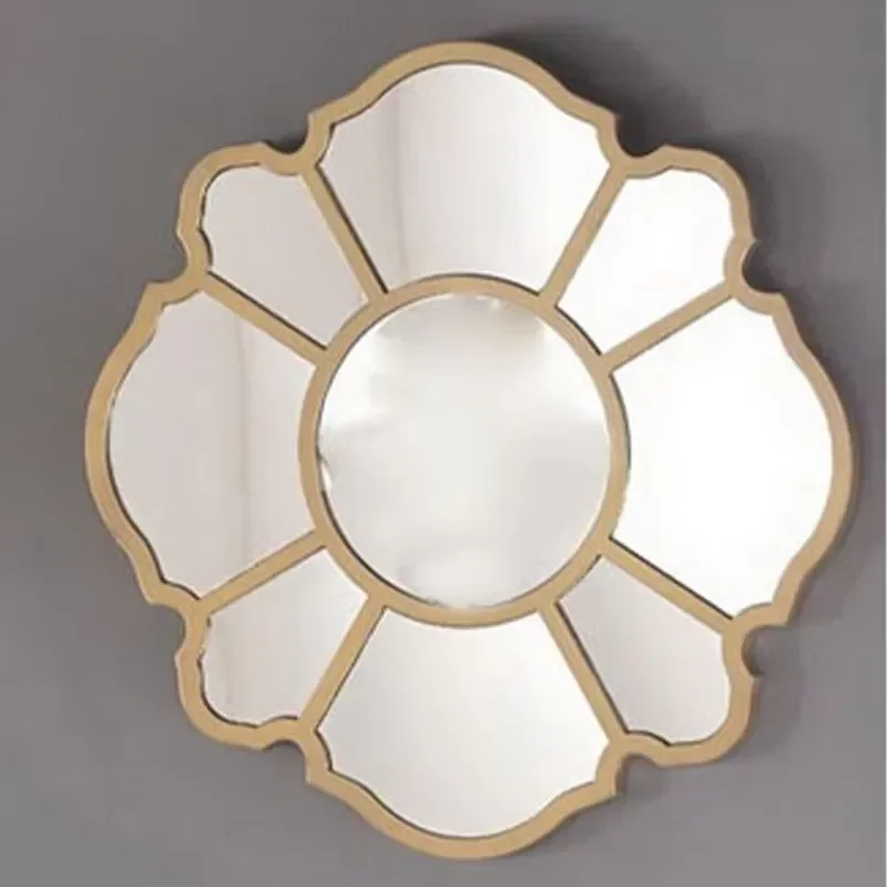 41cm Simple Flower Indoor Wall Hanging Tiny Round Mirror Bedroom Frameless Small Home Decoration