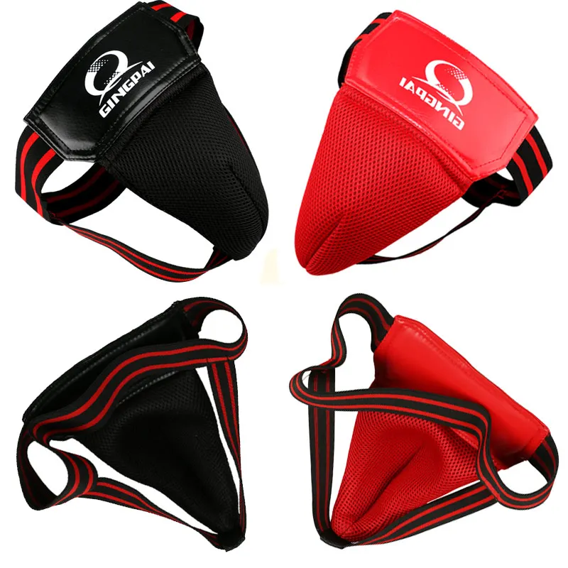 Red Black Adult Male MMA Jockstrap Boxing Sanda Groin Guards Taekwondo Training Crotch Protector Kick Boxing Protection Guard