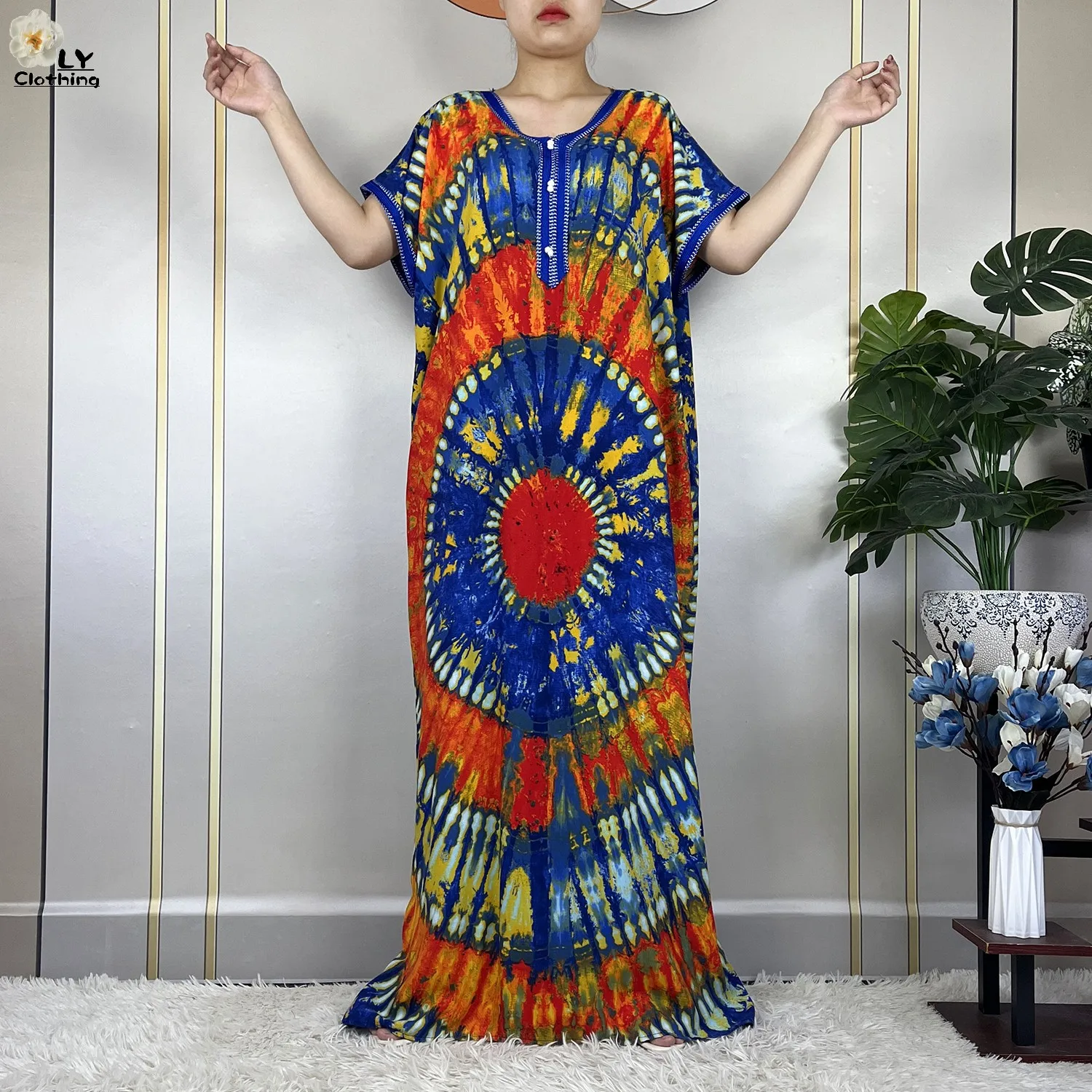 New Style African Abaya Fashion Clothes Summer Short Sleeve Dashiki Dresses Loose Boubou Maxi African Islam Women Casual Dress