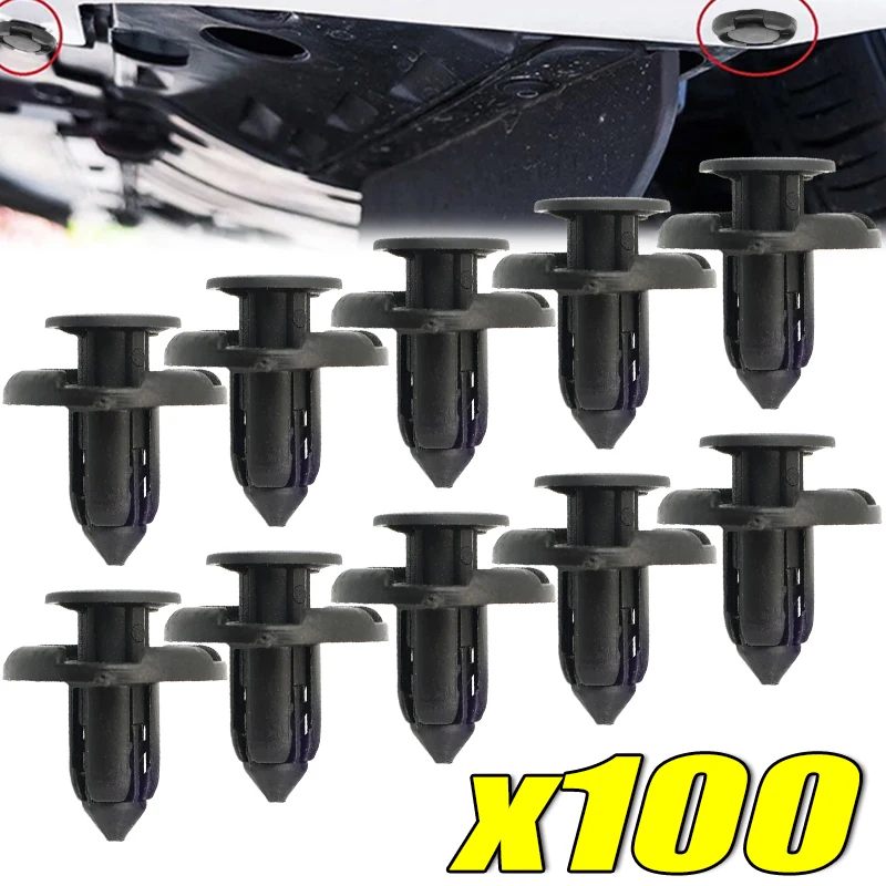 8mm Rivet Fastening Kit Car Black Bumpers Replacement of Generic Plastic Fasteners Inner Lining for The Dam Plate and Screws