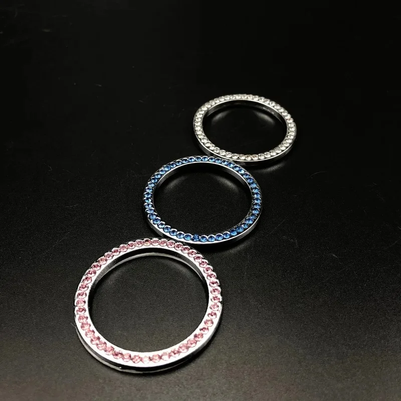 1-4Pcs Car One-Key Start Button Decoration Ring With Diamond Rhinestone Circle Start Stop Switch Ring Car Interior Accessories