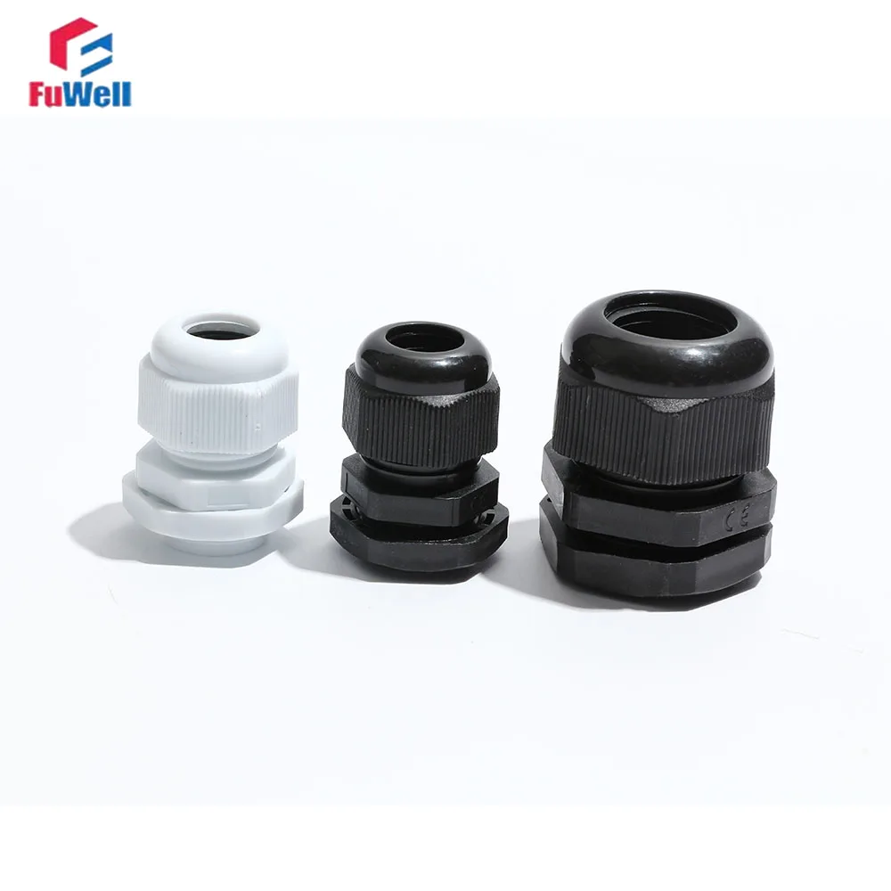 Fuwell كابل مقاوم للماء الغدة كابل دخول IP68 PG 7 9 11 13.5 16 19 21 25 29 36 42 48 63 موصل بلاستيك نايلون أبيض/أسود #3