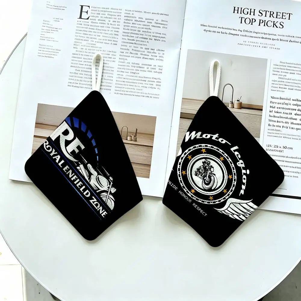 Moto Racing R-Royals E-Enfields Polyester Cotton Hanging Kitchen Towel, Absorbent Hand Wiping Cloth for Daily Cleaning Drying