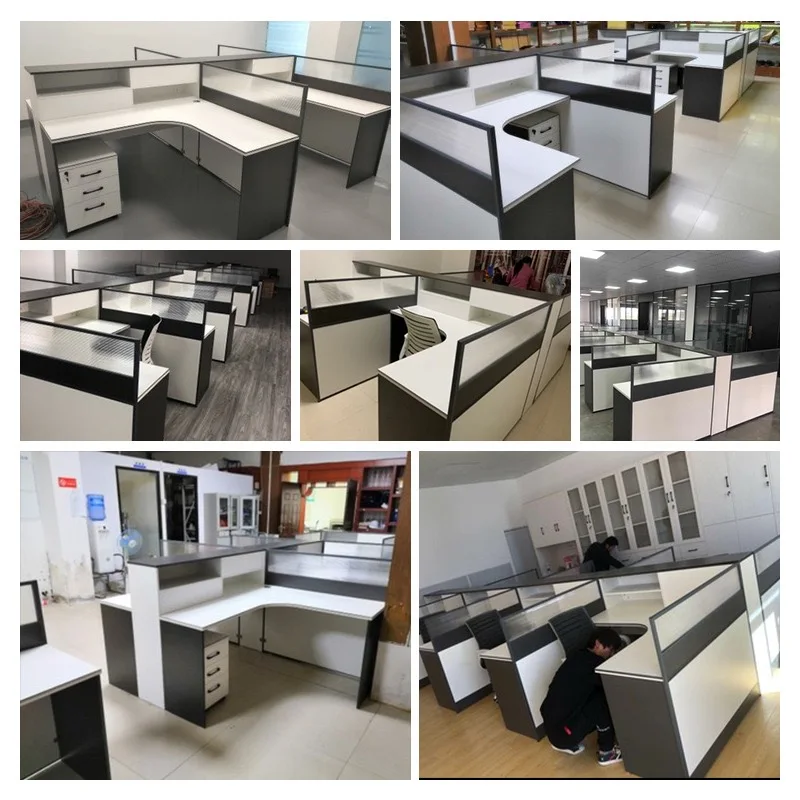 Mobilier de bureau modulaire moderne blanc, Station de travail pour 2 4 6 8 personnes, Table de bureau pour le personnel