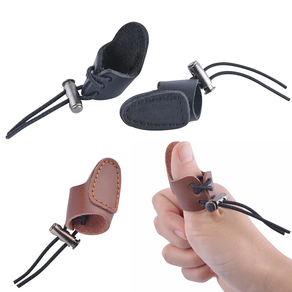

Professional Thumb Protector Adjustable Size Black/Brown Thumb Finger Guard Archery Recurve Bow Shooting Training Outdoor Sports