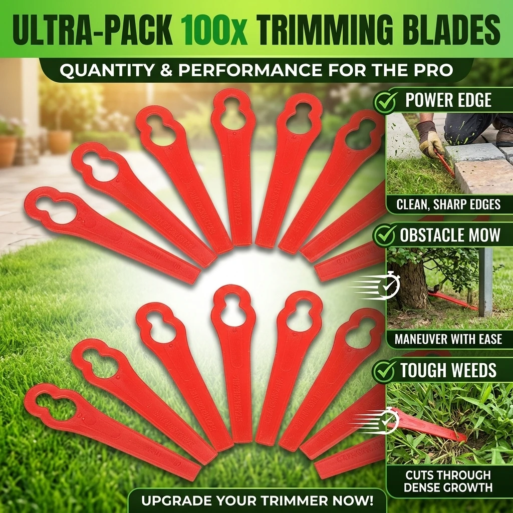 100pcs Plastic Cutter Blades For Electric Cordless Grass Trimmer Strimmer Tool Grass Trimmer Blades Replacement Garden Tool