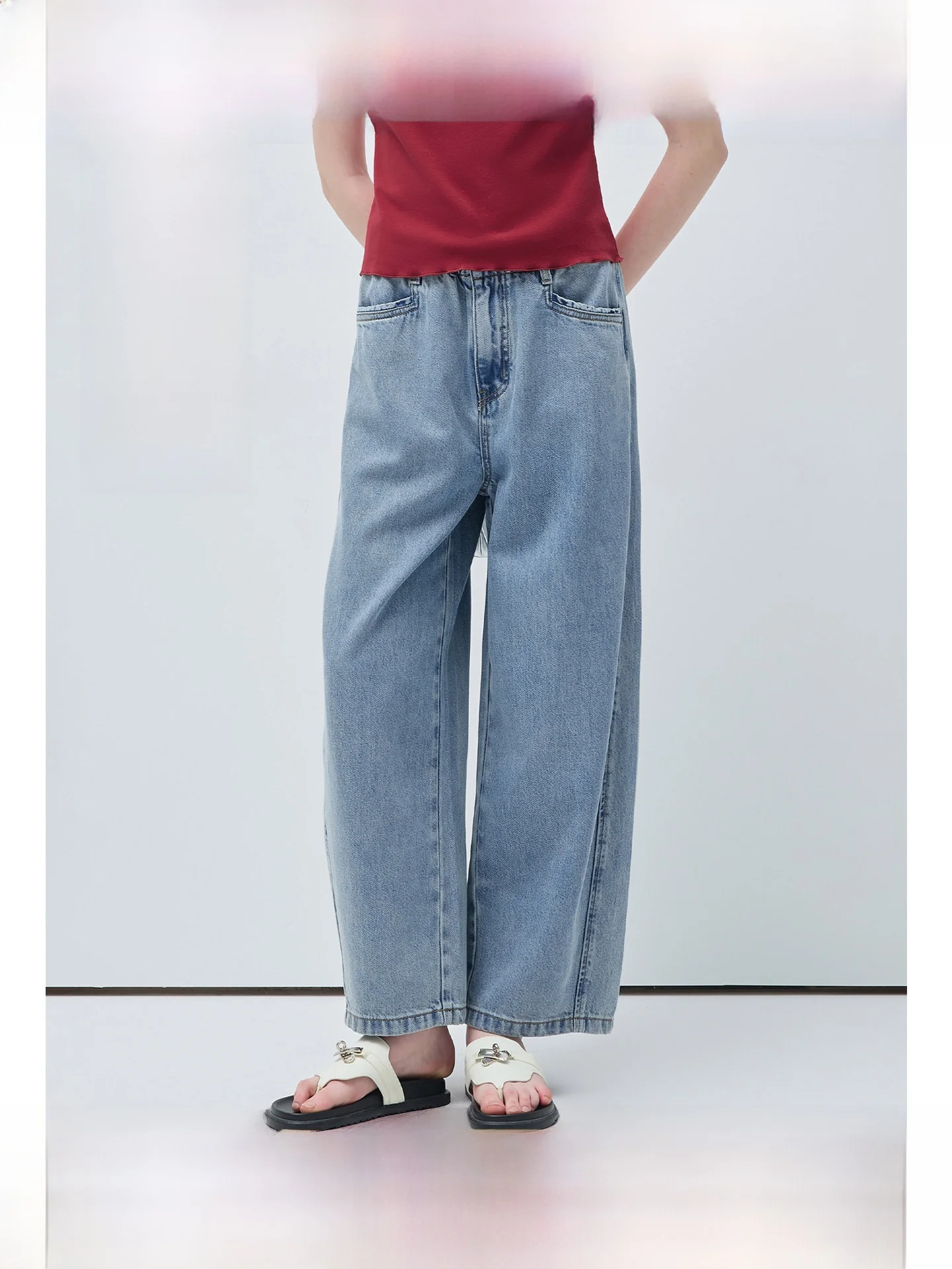 

High Waist Wide Leg Soft Denim Jeans Ruge Summer Casual plus Size Women's Clothing Nine Points Pants Comfortable Breathable