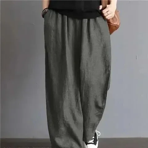 Oversize 7xl Casual cotone lino Bloomers pantaloni donna larghi pantaloni Harem Vintage nuova moda della mamma a vita alta estate Sweatpan