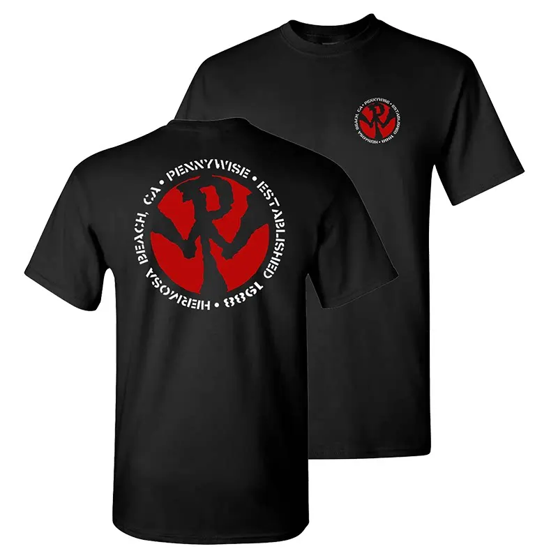 Summer American Punk Hardcore Rock Band Pennywise American Streetwear Retro Pure Cotton Short-sleeved Round-neck T-shirt