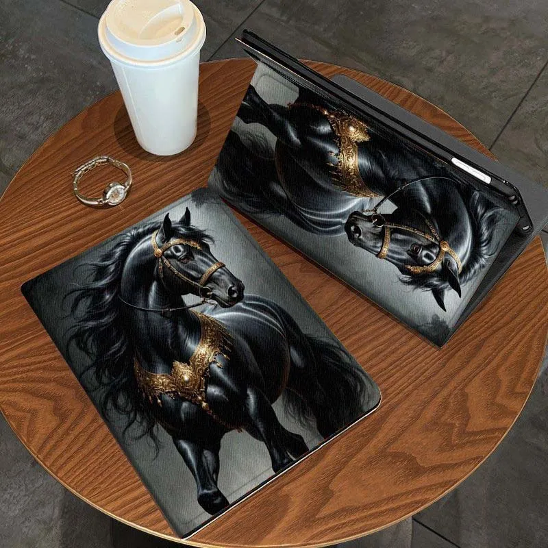 

Black Horse Gold Decor Gift For Samsung Galaxy Tab S11 A11 A9 A8 S6 A 10.1 A7 10.4 Plus 2025 2023 Tablet Case