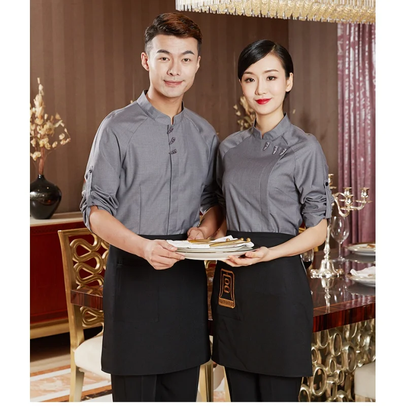 Hotel Work Clothes Long Sleeve Autumn and Winter Western Restaurant Staff Uniform Barbecue Milk Tea Shop Tooling Baking Custom C