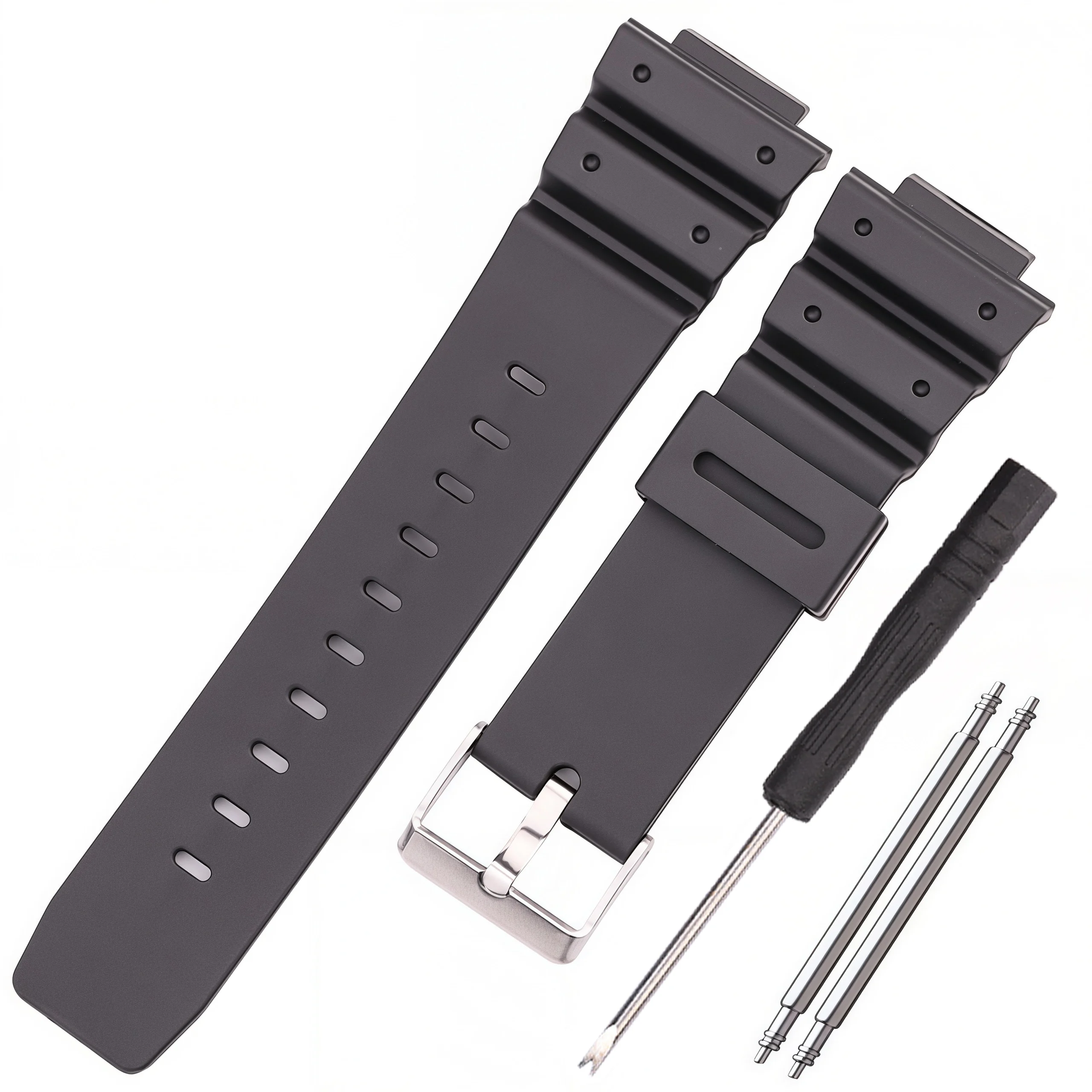 16mm Rubber Watchbands Men Black Sports Diving Silicone Watch Strap Band Metal Buckle Accessories For 9052 Series