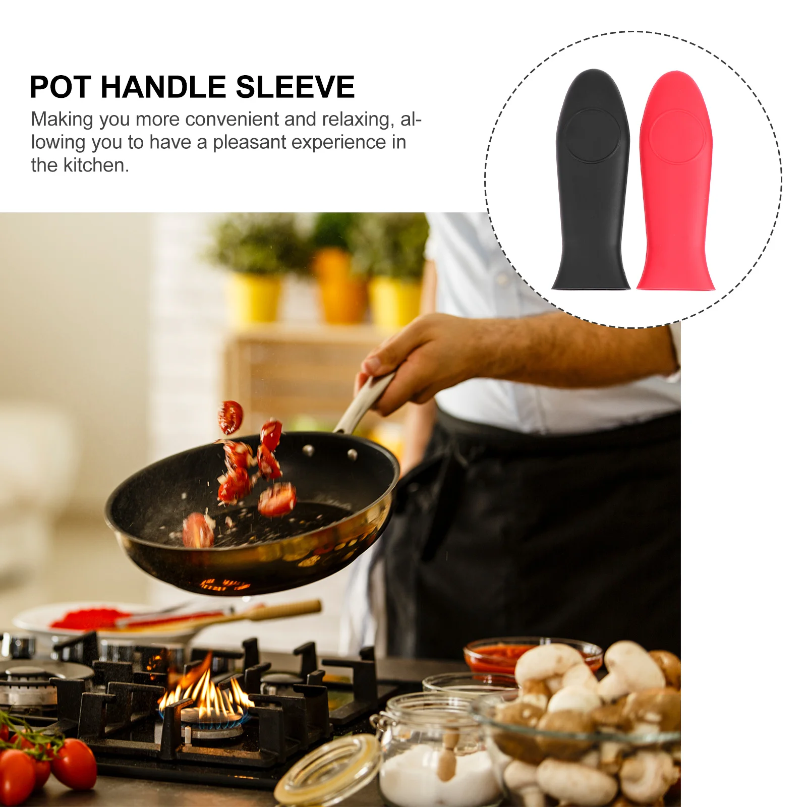 

4Pcs Silicone Pot Handle Sleeve Heat Resistant Grip Cover for Fry Pan Skillet Protection Kitchen Use Convenience