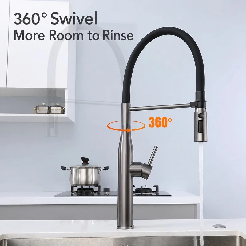Kitchen Sink Faucet Pull Out Magnetic Sprayer Hot Cold Water Mixer Tap Rotating Spout for Washing Dishes and Vegetables