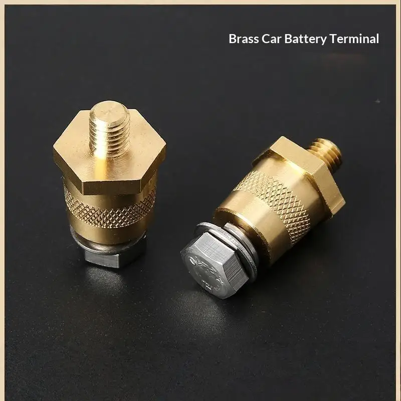 1Pair Brass Car Battery Terminal Connector Durable Build Anti Slip Grip For Automotive Repair