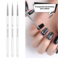 New 3Pcs Thin Stripe Line Nail Art Liner Painted Brush Drawing Pen DIY UV Gel Tips French Supplies Design Manicure Pinceau