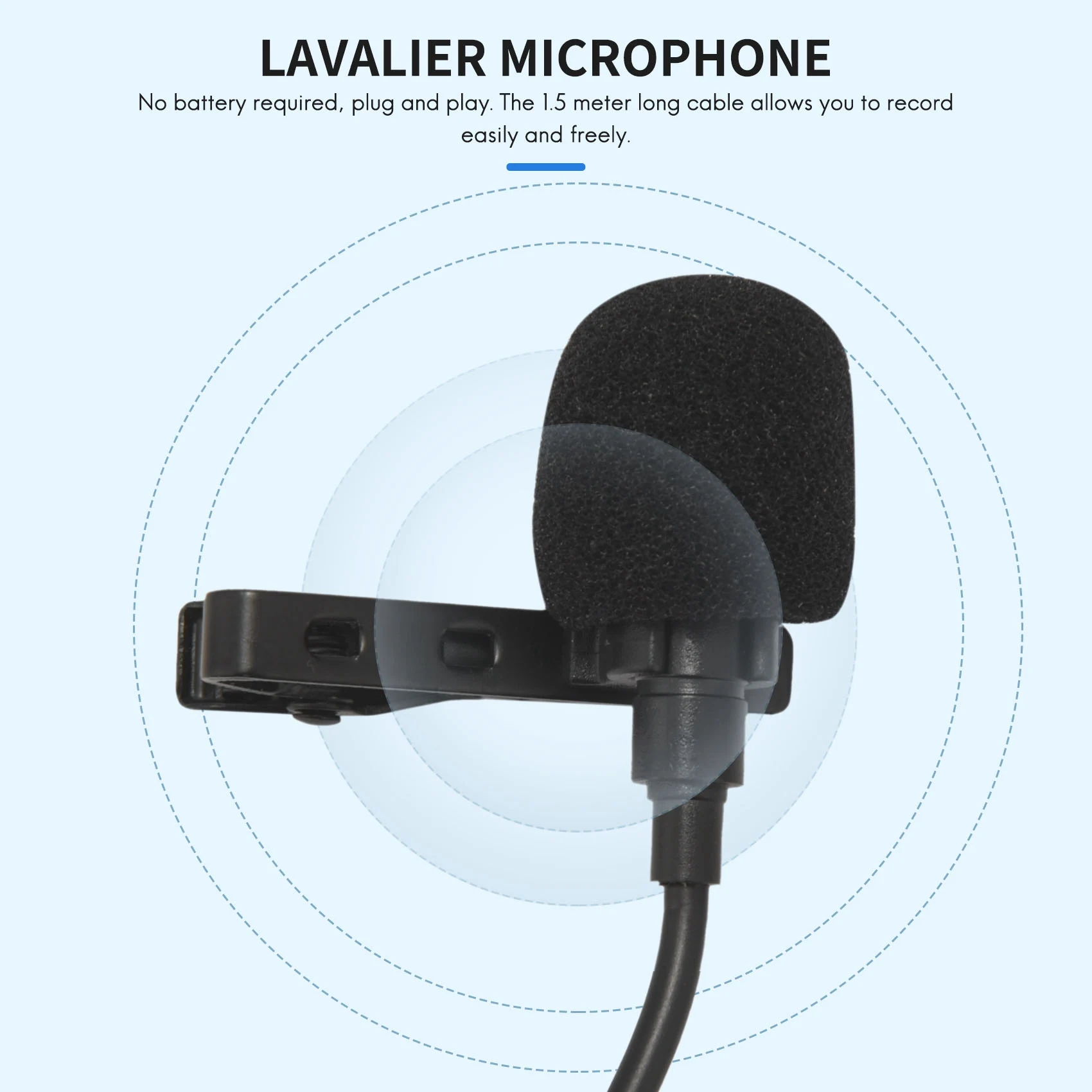 Professional Lavalier Lapel Microphone with Clip for iPhone/Recording/Interview/Video Conference/Voice Dictation