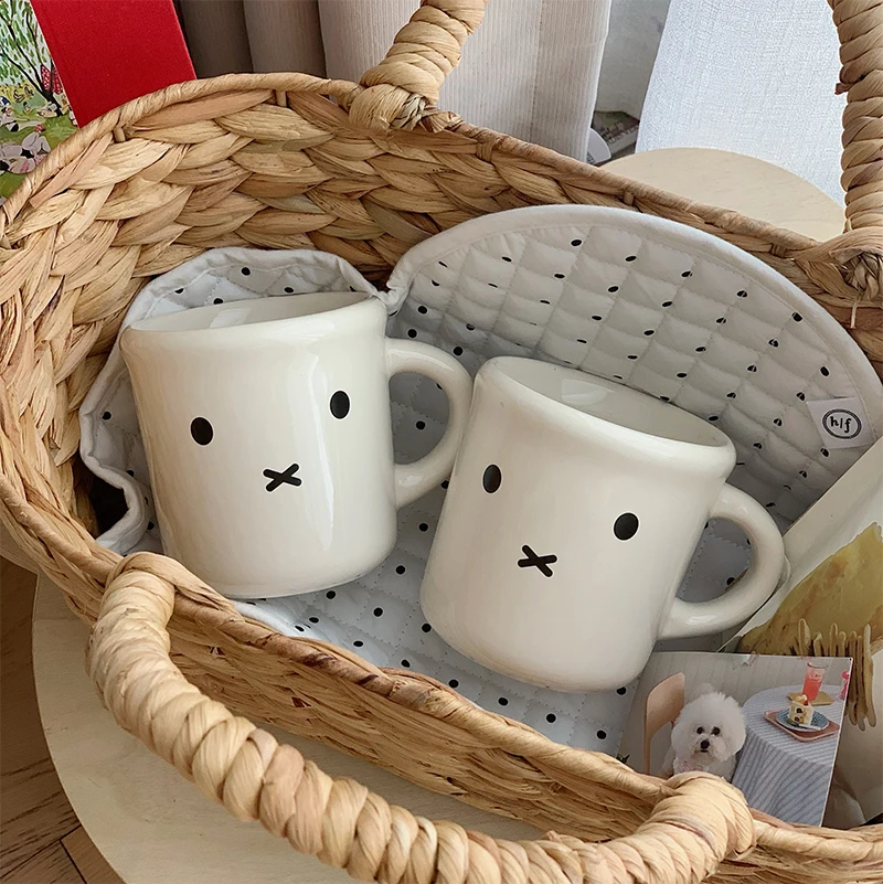 

Cute Mugs Large Capaci Water Cups for Women Home Use Drinking Coffee Mugs Creative Breakfast Cup Single Ear Handle