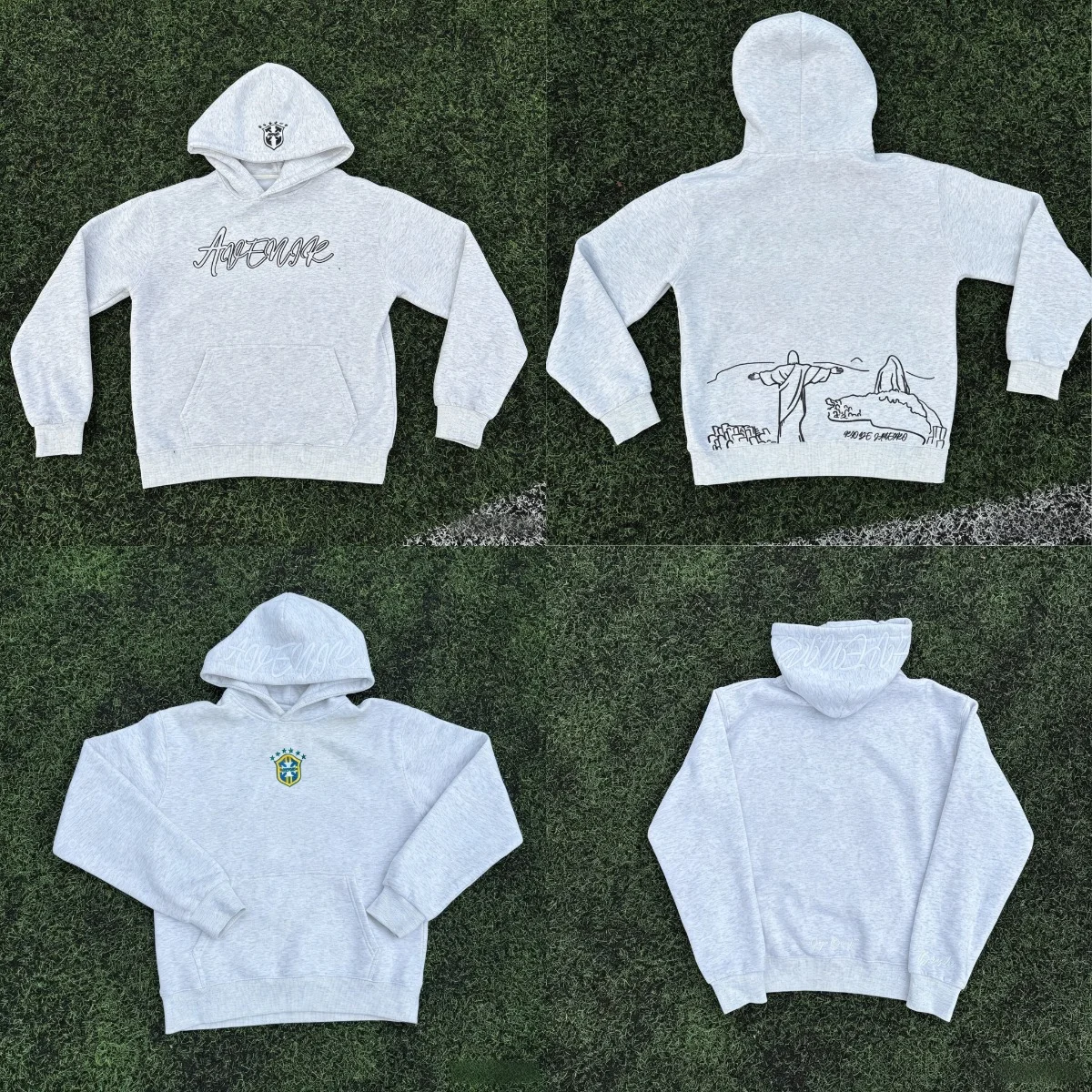 Casual hoodies in autumn and winter, embroidered patterns of Brazilian football team emblem, unisex street hooded sweaters.