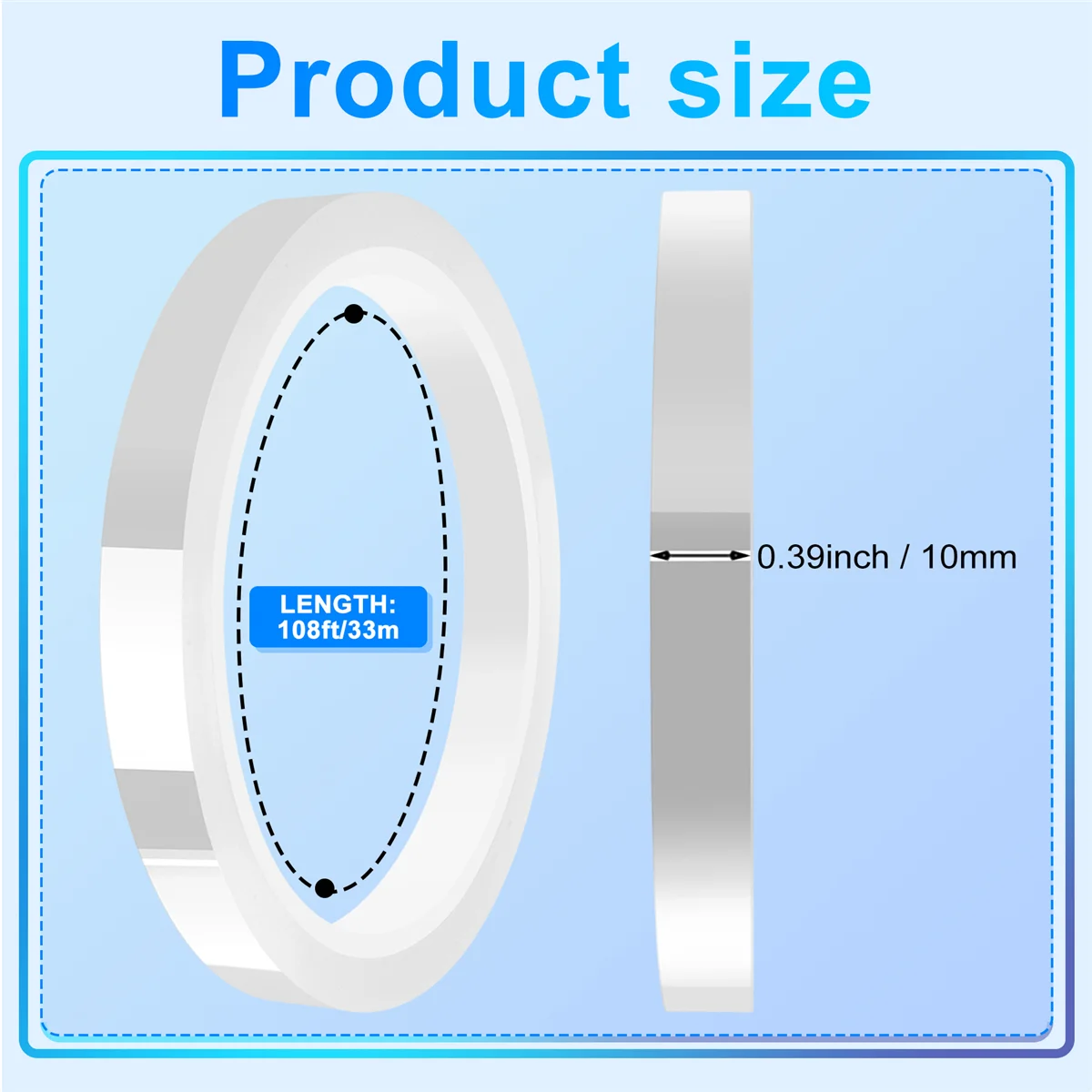 6 Rolls 10mm X33M(108Ft) Clear Heat Tape for Heat Sublimation Press No Residue and Heat Transfer Vinyl