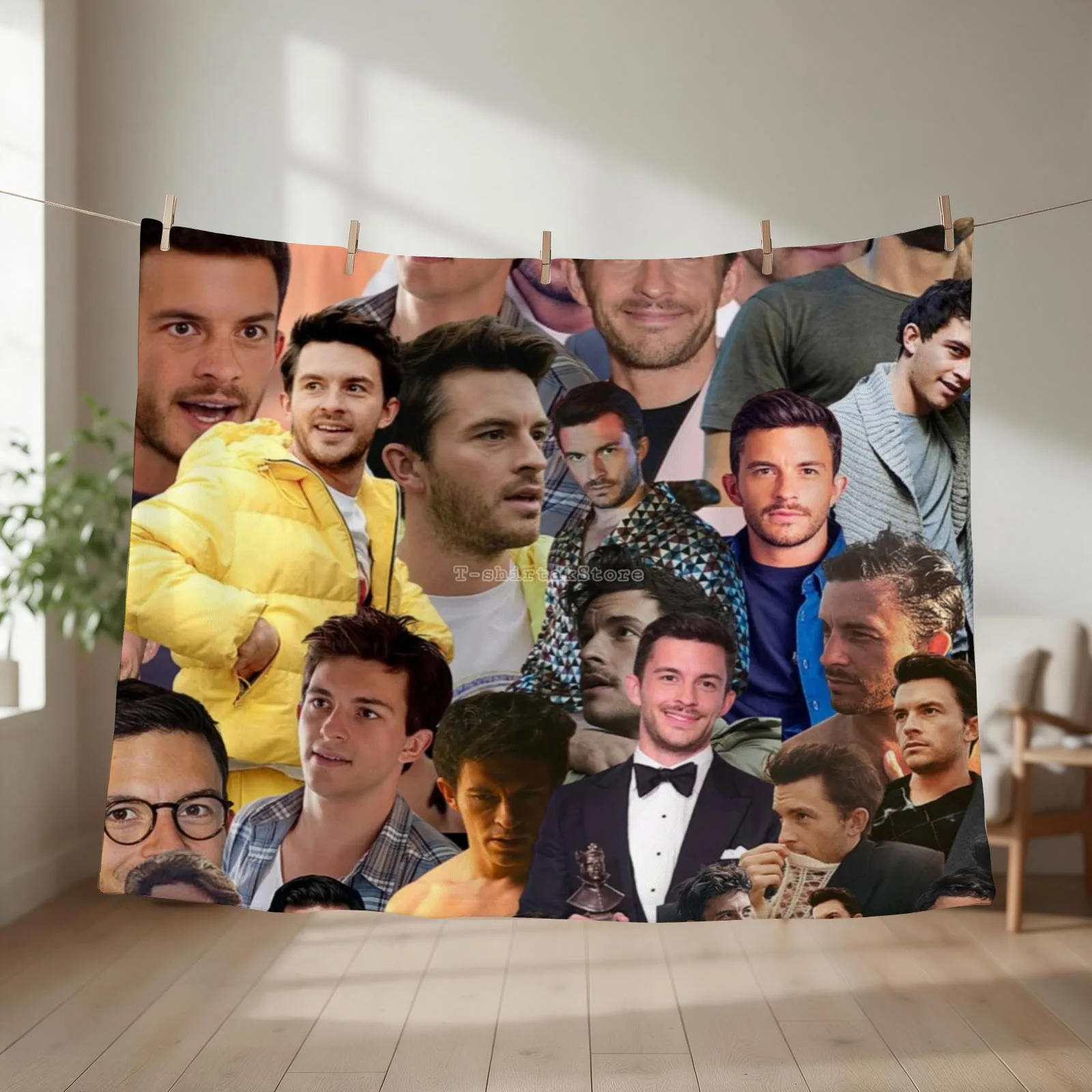 jonathan bailey photo collage Throw Blanket couch cozy soft plush fuzzy picnic outdoor blanket