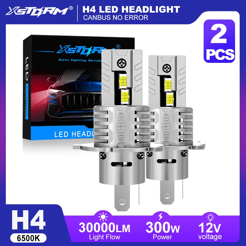 

XSTORM H4 LED Headlight Canbus 300W 3000LM Car LED Light Bulbs 3570 CSP Chips With Fan Auto Turbo Lights Plug & Play 6500K White