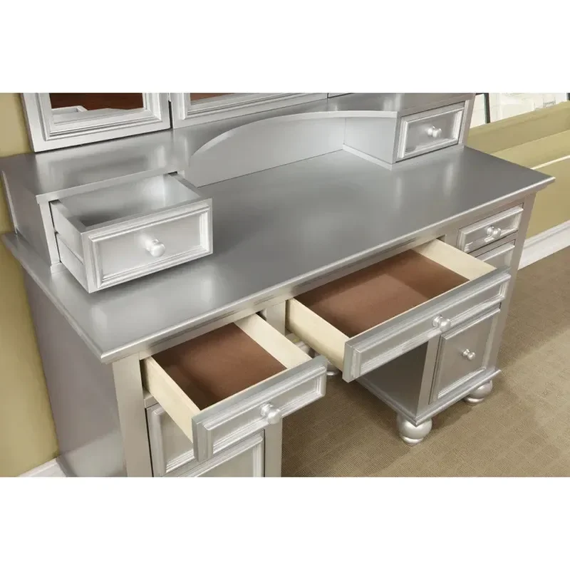 for New Custom Modern Bedroom Furniture Tri-fold Mirror Traditional Dresser Latest Wooden Makeup Dresser