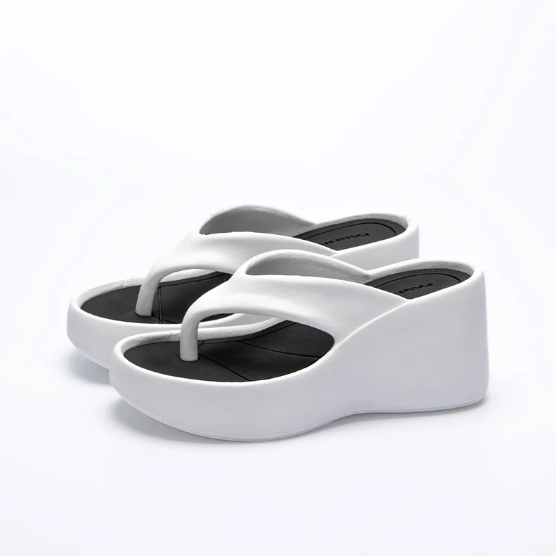 Women\'s Wedges Heels Flip Flops 2025 Summer Clip Toe Platform Sandals for Woman Mix Color Non-Slip Chunky Heel Slides Slippers