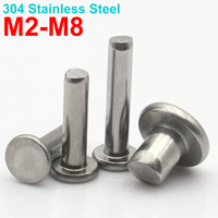 5-30pcs 304 Stainless Steel Solid Flat Head Rivets Knock Type Plain Cap Rivet M2 M2.5 M3 M4 M5 M6 M8 Metal Fasteners 3mm-60mm