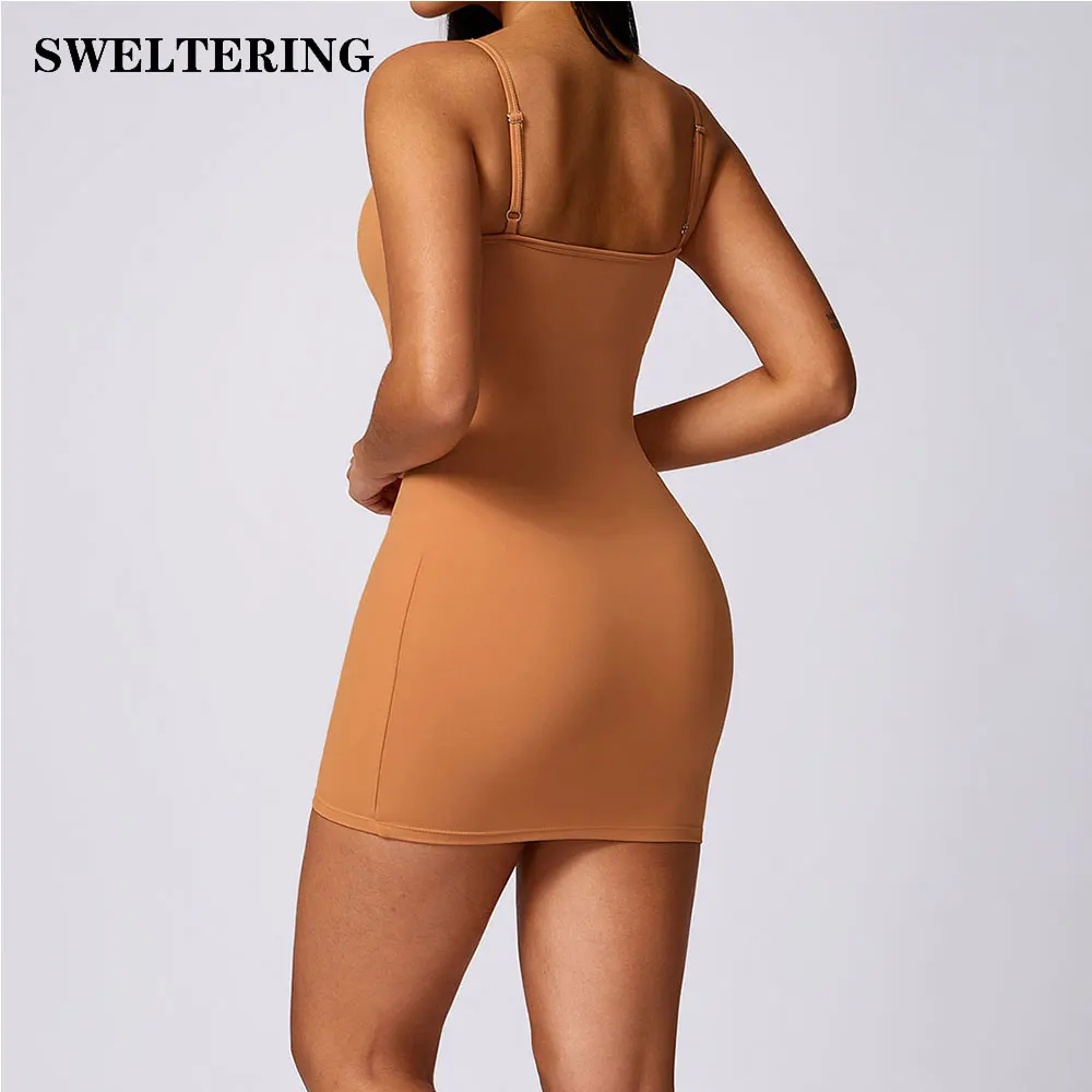 Short Skirt Jumpsuit Women Gym Rompers Training Yoga Suit Sportswear Sports Fitness Clothes Stretch Push Up Workout Bodysuits