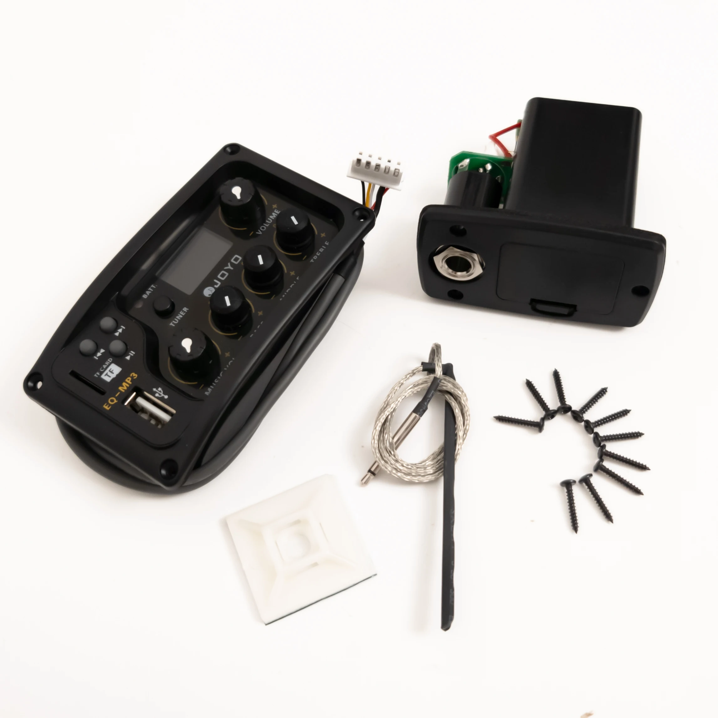 

EQ-MP3 3-Band Guitar Equalizer with Built-in Pickup, Low Voltage Indicator, 9V Battery Powered Preamp Kit for Acoustic Guitar