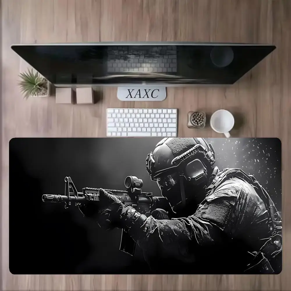 Large XAXC Tactical Soldier Design Non-Slip XXL desk pad gaming accessories Stitched Edges for Home and game for fps gamer