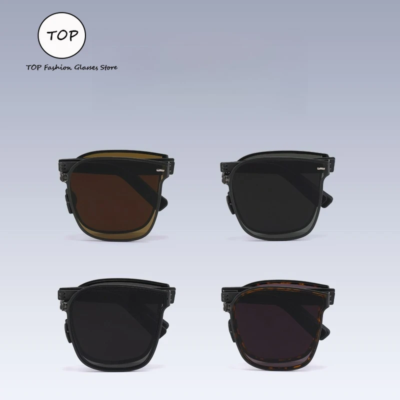 

2026 New Folding Personality Fashion Sunglasses Oversized Metal Frame Sun Glasses UV400 Protection Portable With Mini Case