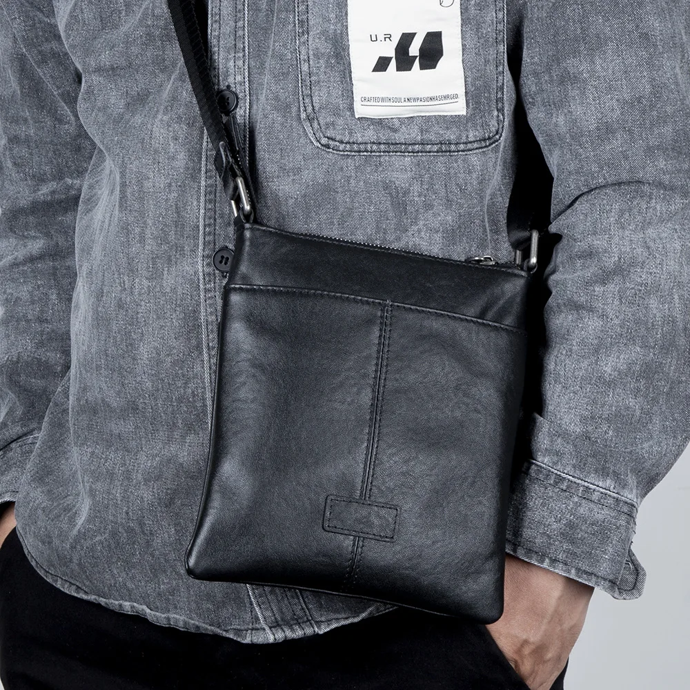 Vintage Full-Grain Cowhide Crossbody Bag for Men