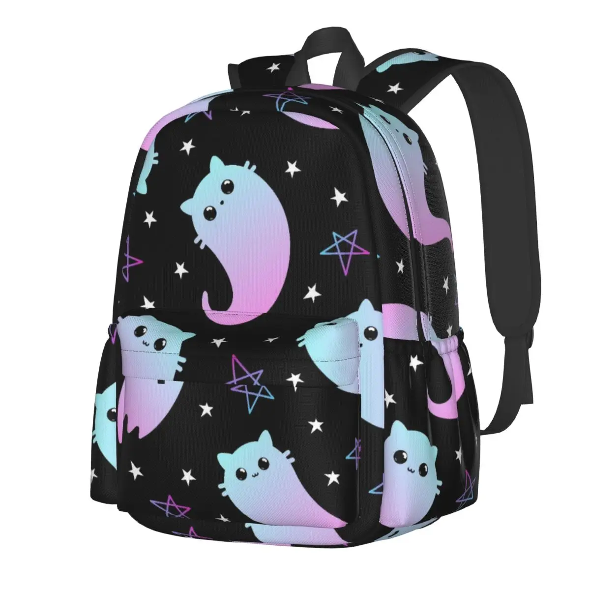 

Cute Cat And Stars Print Halloween Large Capacity Student Backpack Casual Fashion School Bag Travel Backpack Laptop Backpack
