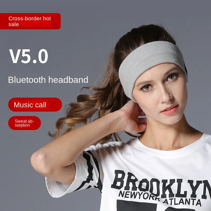 Bluetooth V5.0 wireless bluetooth headscarf outdoor fitness headset music headband knitting movement