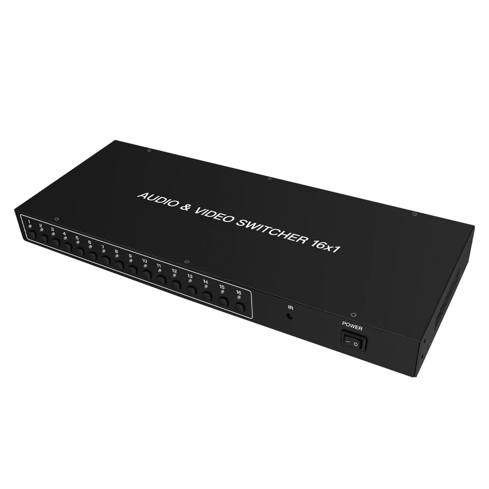 16x1 AV Selector 16 In 1 Out Audio Video Switcher Manual Infrared Remote Control