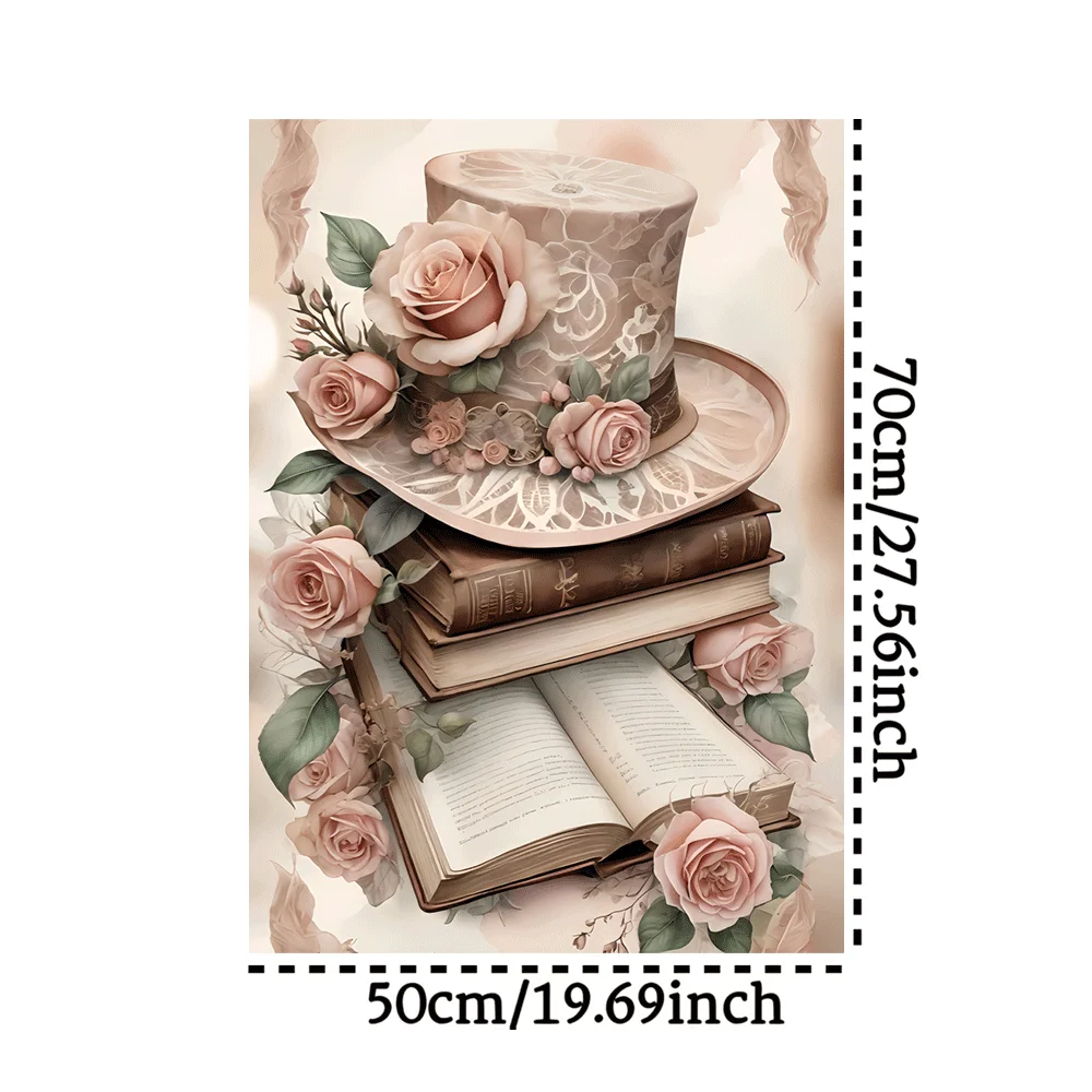 Puzzle 1000 elementów: Kapelusz z wiktoriańską koronką i róża - wzór w stylu vintage z miękkimi pastelowymi kolorami (beżowy, różowy, brązowy)