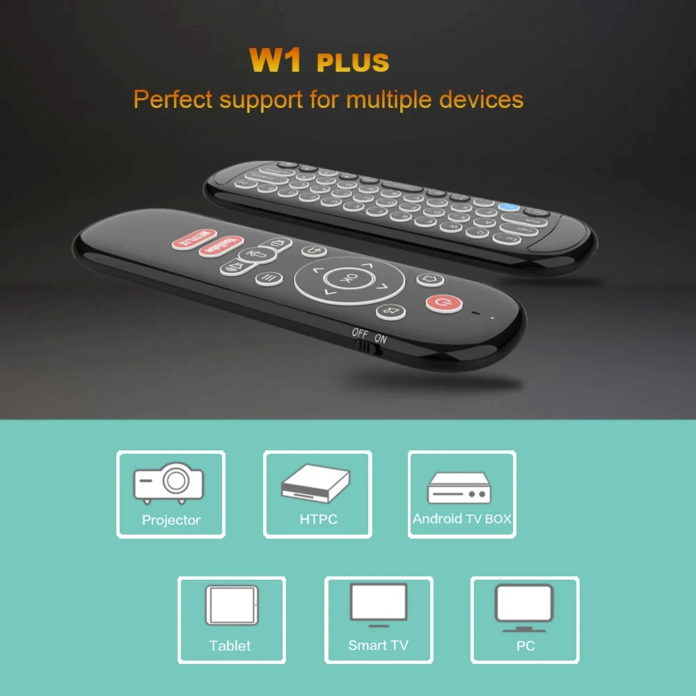 W1 PLUS Air Mouse Remote Control 2.4G RF Wireless Mini Keyboard Smart Gyroscope Keyboard Sense Anti-loss IR for Android TV Box