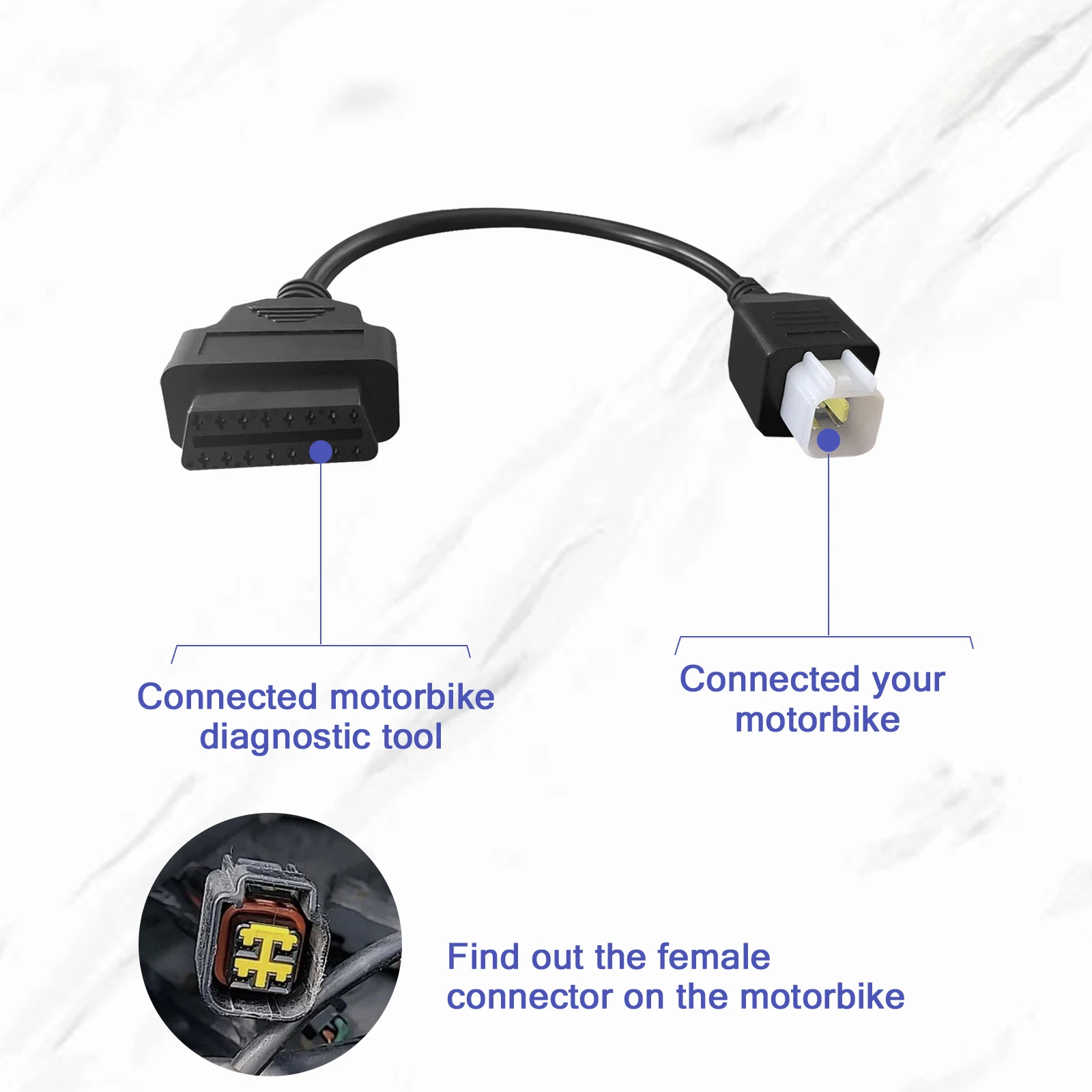 OBD ケーブル カワサキ 4ピン OBD2 診断ケーブル Z250、Z650、Z1000