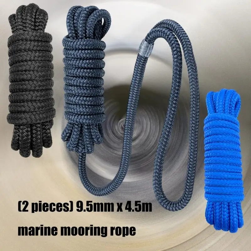 

Professional Boat Dock Ropes Set Of 2 3/8 Inch Thick Rope With 15 Inch Prespliced Rings High Abrasion Resistance H9EE