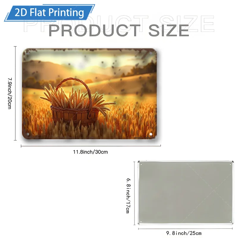 1 قطعة 8x12 بوصة علامة معدنية ريفي حقل القمح الغروب 2D طباعة مسطحة معدنية جدار ديكور فني #2