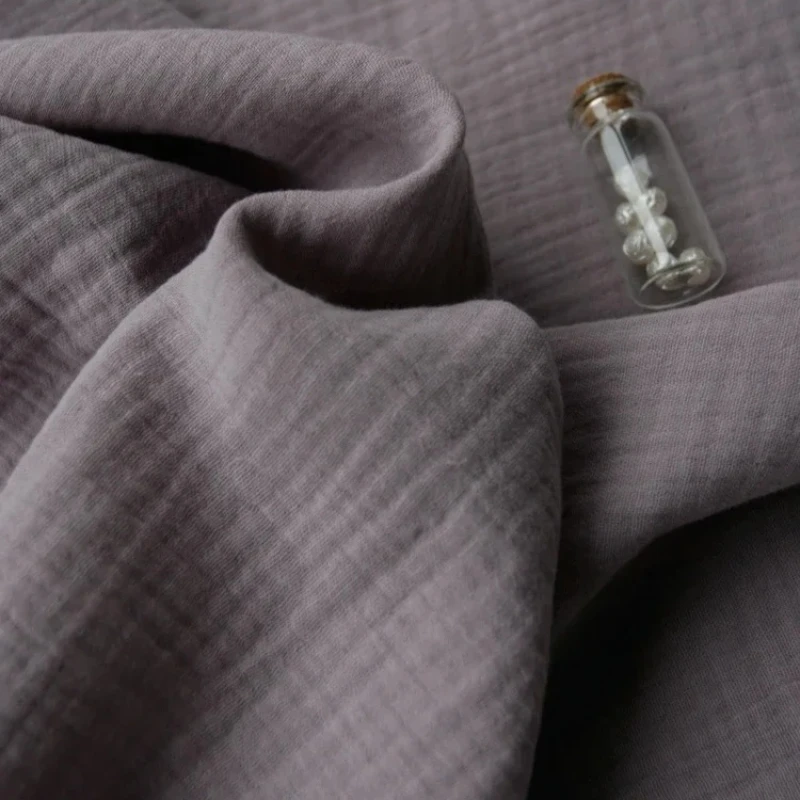 140x50cm Pure Color Crepe Double-Layer Cotton Gauze Yarn Fabric, Making Soft Clothes Sleeping Dress DIY Clothing Sewing Cloth